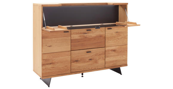 HIGHBOARD Wildeiche  150/121/44 cm  - Wildeiche/Anthrazit, Natur, Glas/Holz (150/121/44cm) - Linea Natura