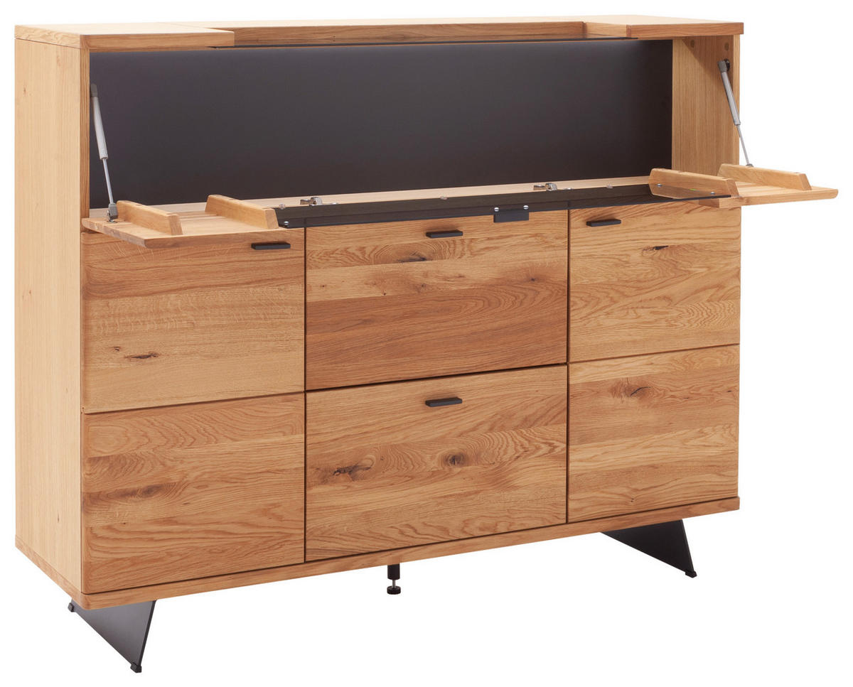 HIGHBOARD Wildeiche  150/121/44 cm  - Wildeiche/Anthrazit, Natur, Glas/Holz (150/121/44cm) - Linea Natura