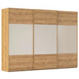 SCHWEBETÜRENSCHRANK  in Eichefarben, Champagner  - Champagner/Eichefarben, KONVENTIONELL, Glas/Holz (301/223/68cm) - Novel