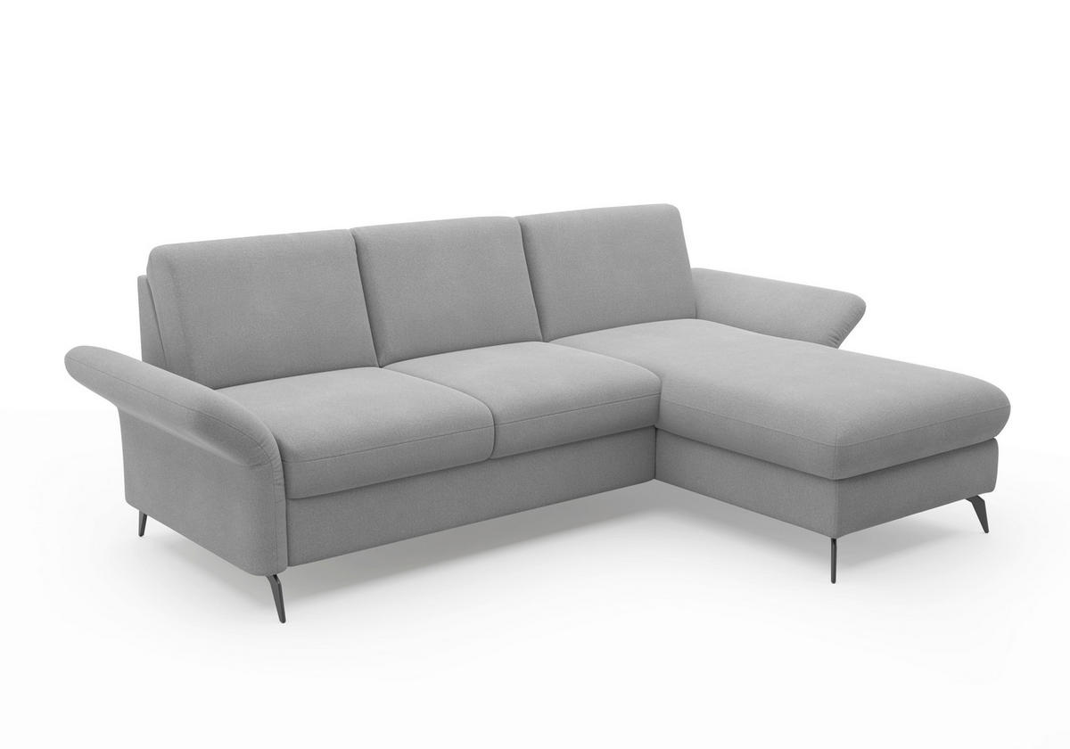 ECKSOFA in Flachgewebe Grau  - Schwarz/Grau, Konventionell, Textil/Metall (251/164cm) - Sit & More
