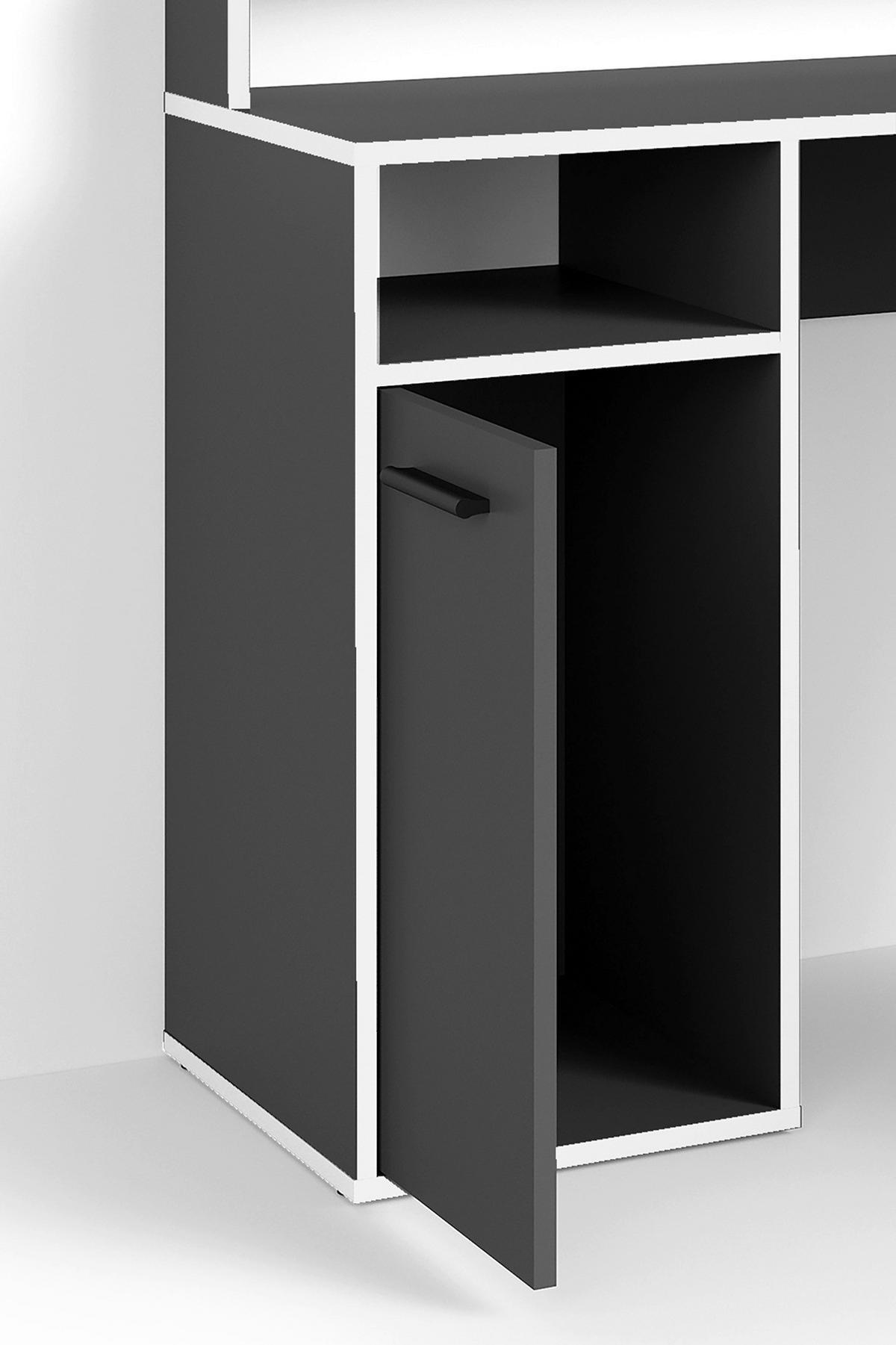 ECKSCHREIBTISCH 139/139/90,8 cm  in Anthrazit, Weiß  - Anthrazit/Schwarz, MODERN, Holzwerkstoff/Kunststoff (139/139/90,8cm) - MID.YOU