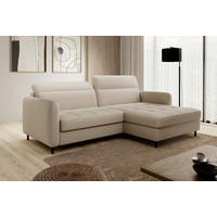 ECKSOFA in Velours Creme  228/165 cm  - Creme/Schwarz, Design, Textil/Metall (228/165cm) - MID.YOU