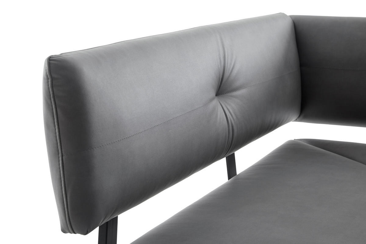ECKBANK 150/190 cm beschichtet Schwarz, Dunkelgrau   - Dunkelgrau/Schwarz, MODERN, Textil/Metall (150/190cm) - Cantus