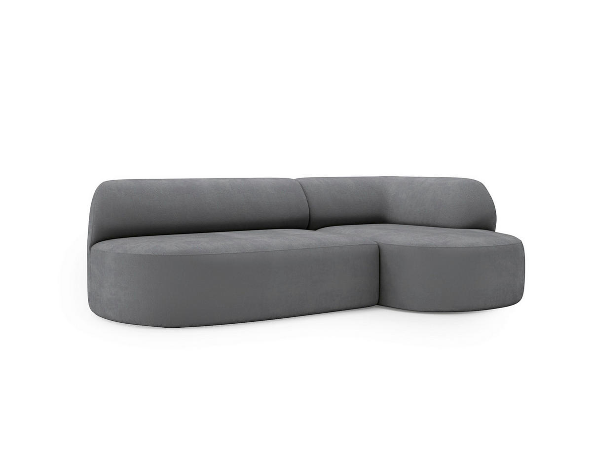 ECKSOFA Chenille Dunkelgrau  - Dunkelgrau/Schwarz, Design, Kunststoff/Textil (218/156cm) - Livetastic