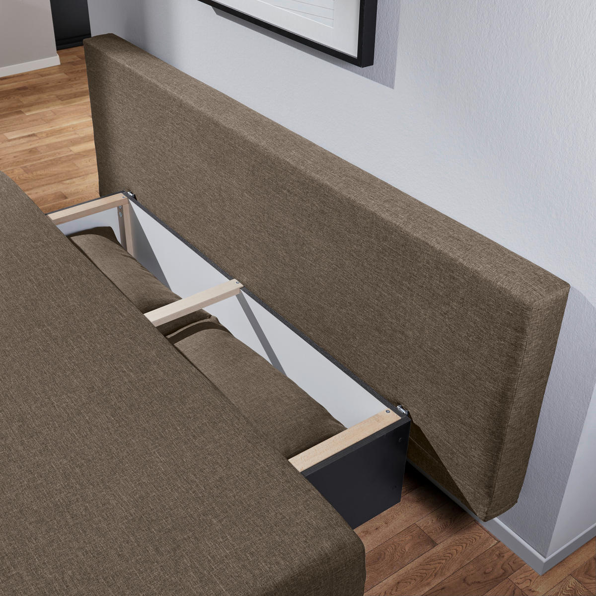 SCHLAFSOFA  mit Schlafen auf Sitzhöhe Webstoff Braun  - Alufarben/Braun, Design, Kunststoff/Textil (190/74-86/80cm) - Carryhome