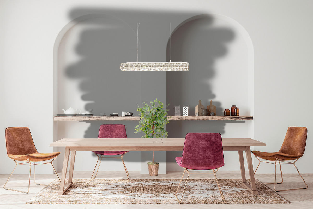 KRISTALL-HÄNGELEUCHTE Remy 91/11/150 cm  - Chromfarben, Design, Glas/Metall (91/11/150cm) - Searchlight