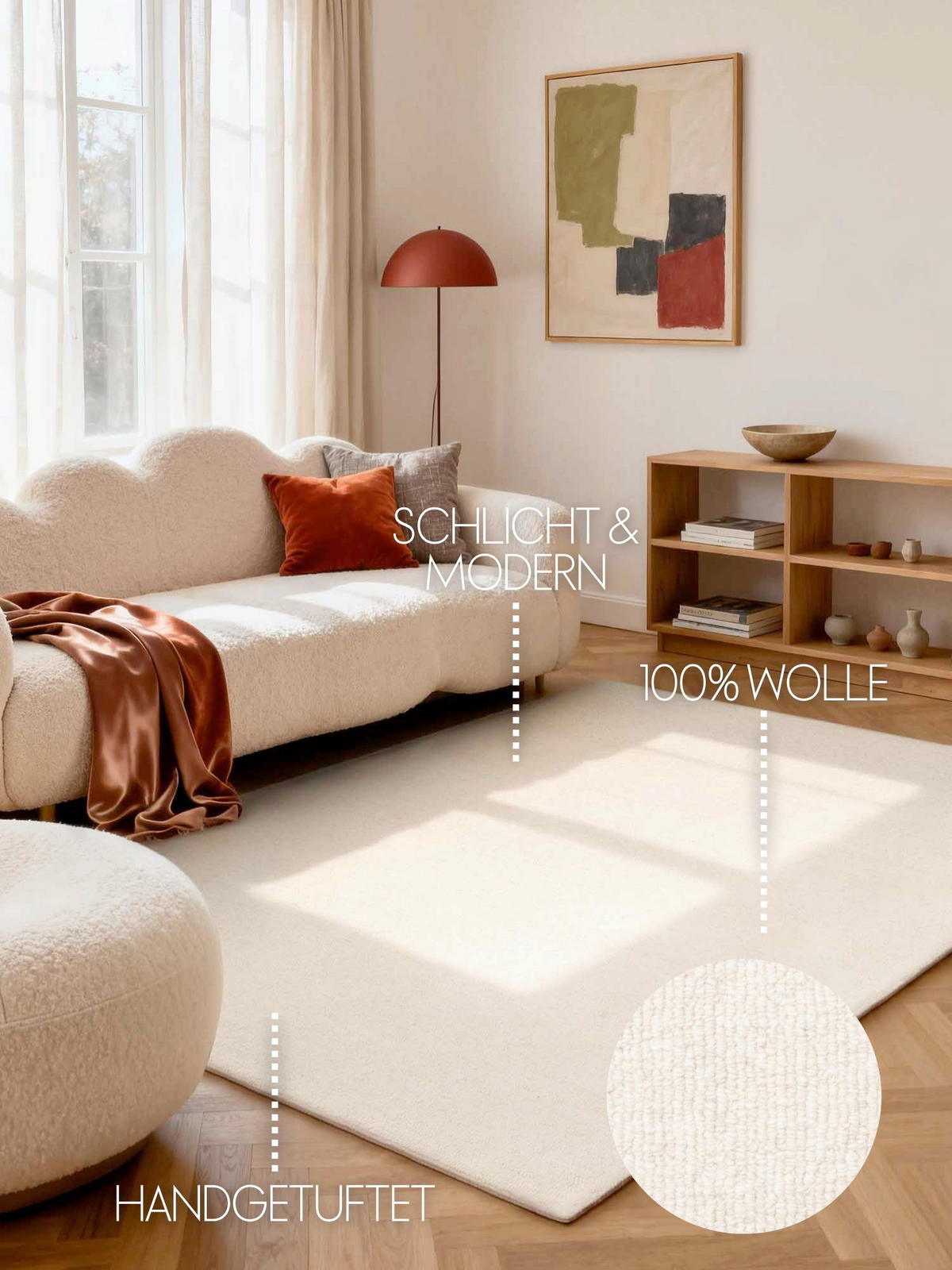 WOLLTEPPICH 160/230 cm Puristic Creme rechteckig  - Creme, Basics, Textil (160/230cm) - Elle Decoration