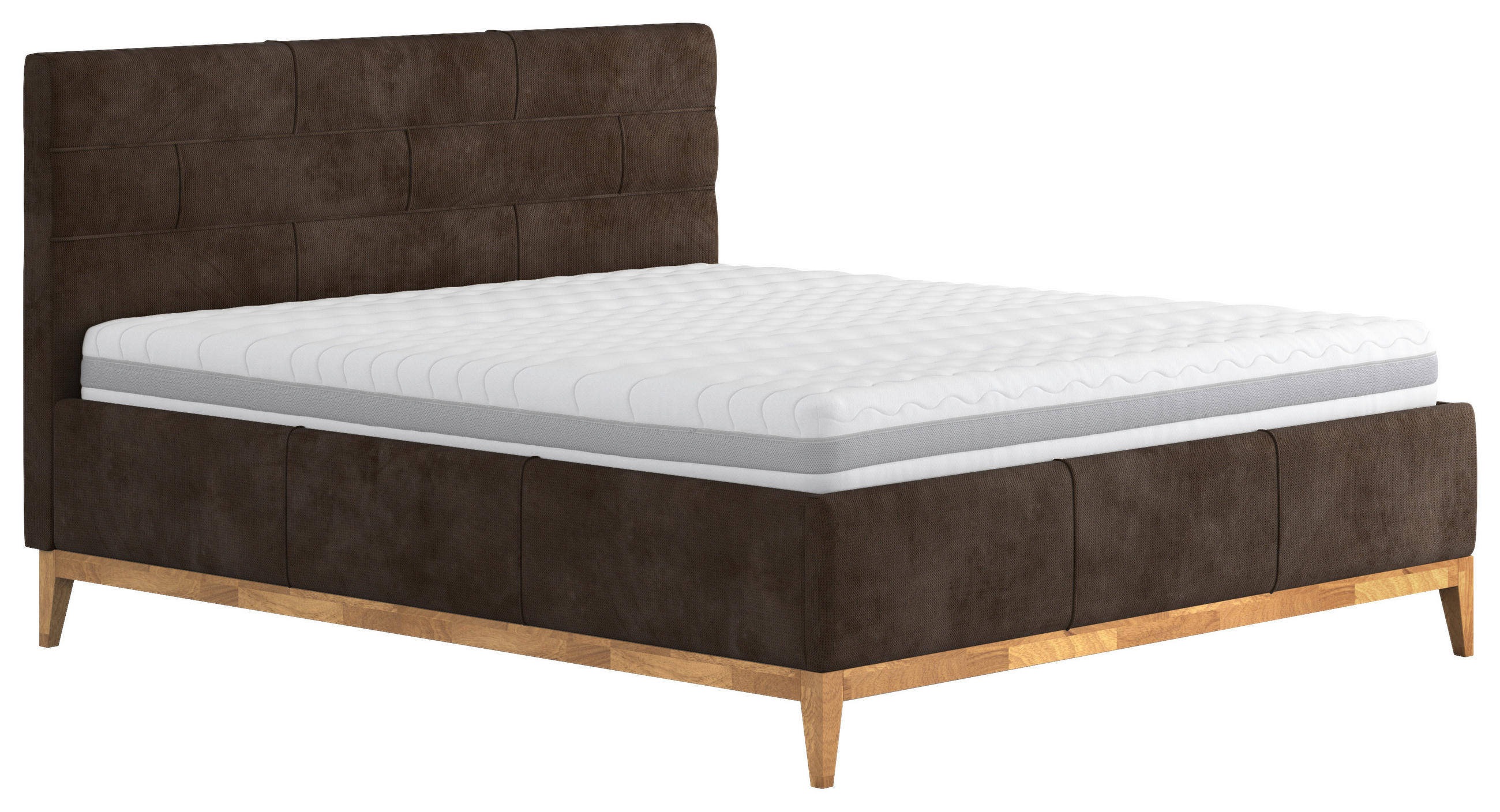 Thumbnail - Mid.you Polsterbett, Braun, Textil, Buche, Eiche, massiv, teilmassiv, H4, Höhe ca. 20 cm, 180x200 cm, Fsc, Härtegradausw...