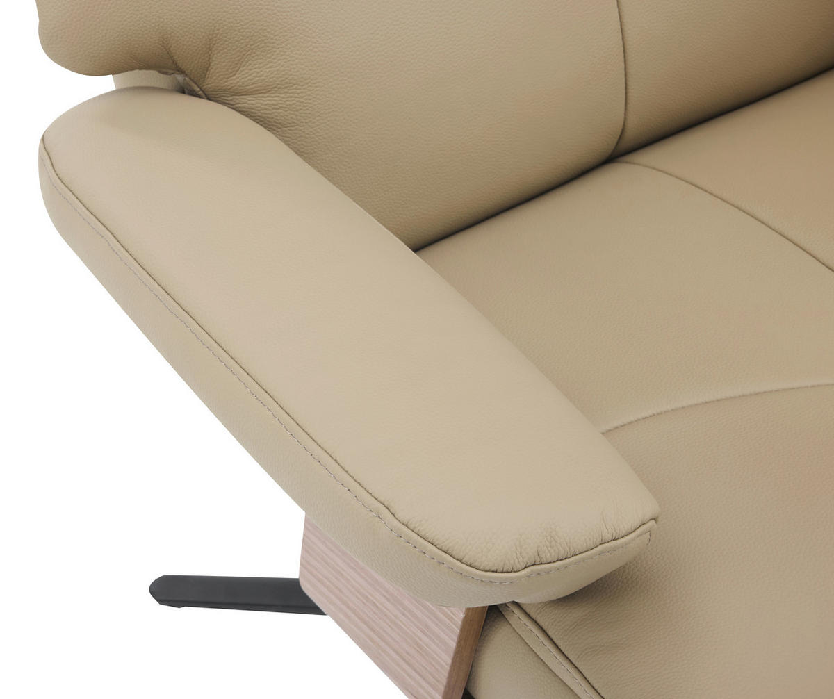 RELAXSESSELSET in Holz, Textil, Leder Taupe  - Taupe/Schwarz, Design, Leder/Holz (78/111/81cm) - Livetastic