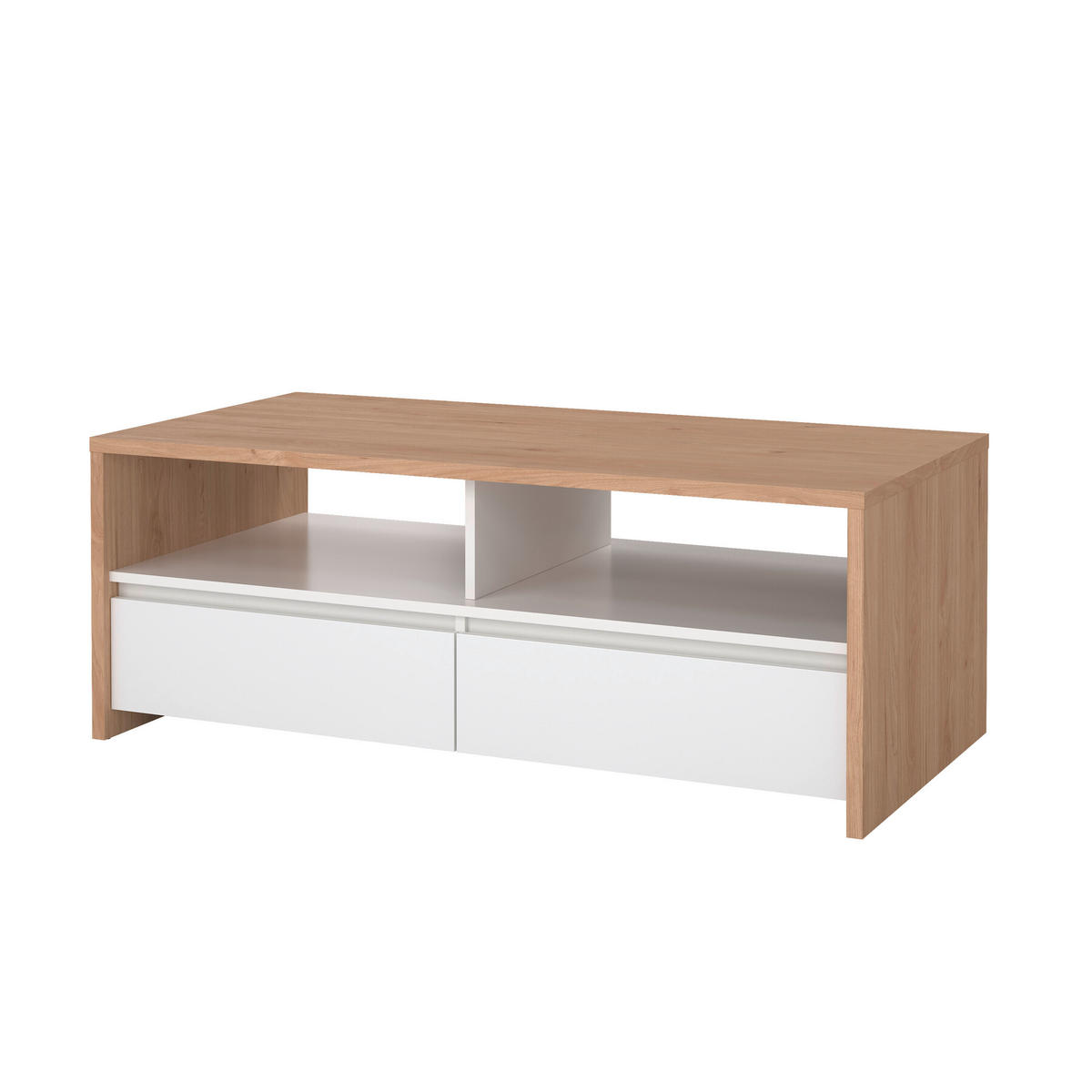 COUCHTISCH 120/60/46 cm rechteckig Weiß Hochglanz, Hickory  - Weiß Hochglanz/Hickory, KONVENTIONELL, Holzwerkstoff (120/60/46cm) - Boxxx