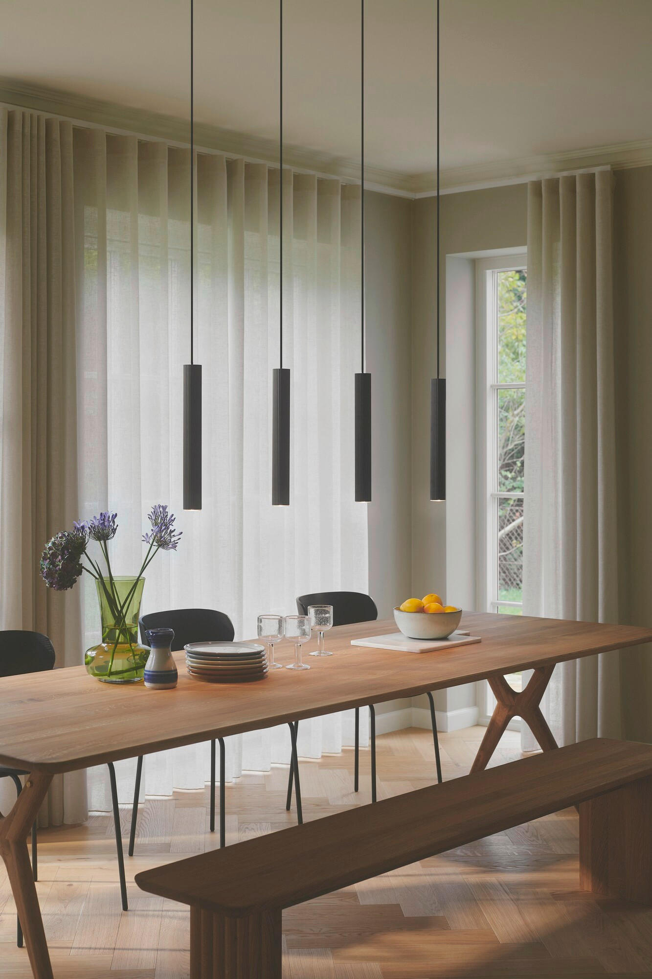 PENDELLEUCHTE 115,5/5/40 cm   - Schwarz, Design, Metall (115,5/5/40cm) - Nordlux