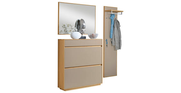 GARDEROBE 3-teilig  in 155/195/31 cm  - Sandfarben/Eichefarben, Basics, Glas/Holz (155/195/31cm) - Novel