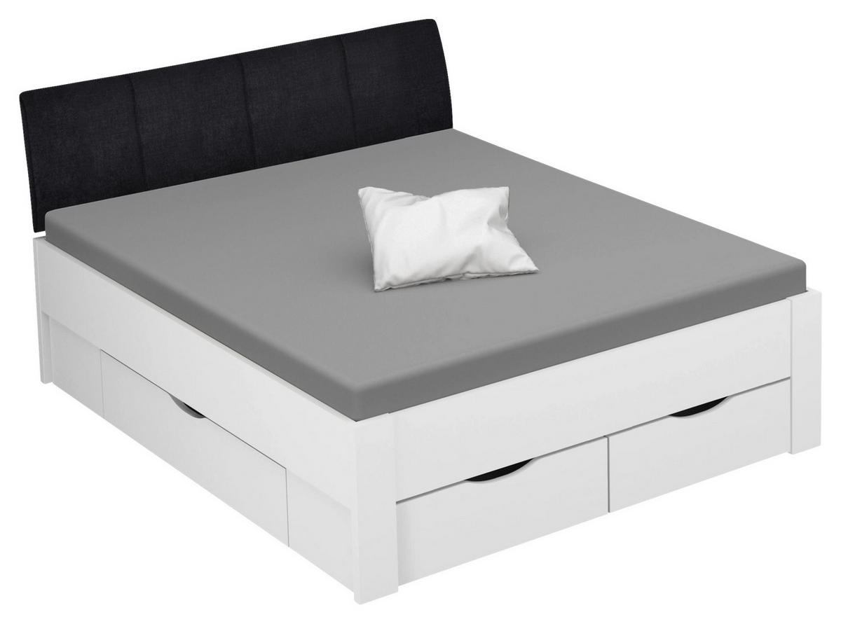 STAURAUMBETT 160/200 cm,  in Weiß,  - Schwarz/Weiß, Design, Holzwerkstoff (160/200cm) - Xora