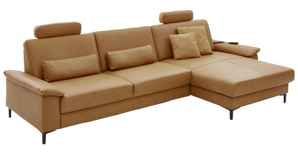 ECKSOFA  in Echtleder Currygelb  334/176 cm  - Currygelb/Schwarz, Design, Leder/Metall (334/176cm) - Dieter Knoll