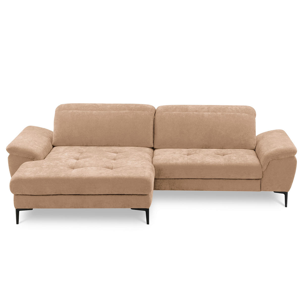 ECKSOFA 195/268 cm PRADO in Webstoff Rotbraun Bettkasten, Kopfteilverstellung, Sitztiefenverstellung  195/268 cm  - Rotbraun/Schwarz, Design, Textil/Metall (195/268cm) - Livetastic