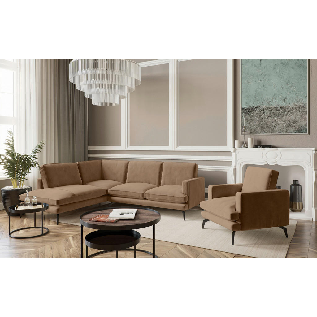Thumbnail - Livetastic Sitzgarnitur Bali, Braun, Textil, Füllung: Daunen, Silikon, 250x202 cm, Made in EU, planbar, Rücken echt, ind...