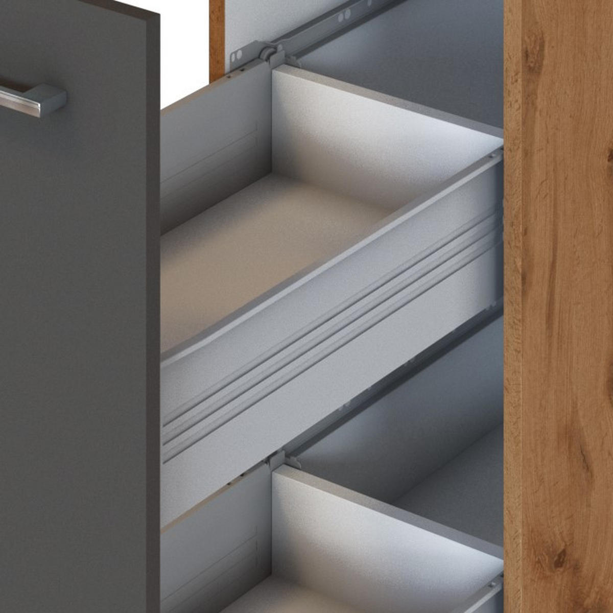 APOTHEKERSCHRANK 30/200/60 cm  in Anthrazit  - Chromfarben/Anthrazit, Modern, Holzwerkstoff/Metall (30/200/60cm) - Held