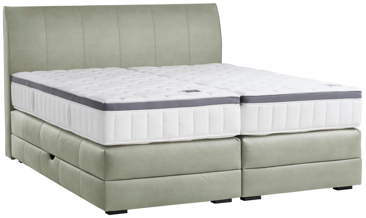 BOXSPRINGBETT 160/200 cm  in Pastellgrün  - Wengefarben/Pastellgrün, KONVENTIONELL, Holz/Textil (160/200cm) - Novel