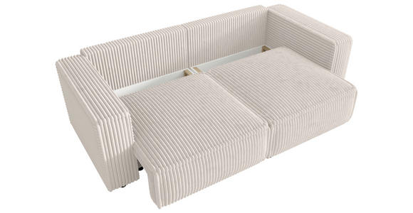SCHLAFSOFA Cord Creme  inkl. Zierkissen, Bettkasten, Schlaffunktion  - Creme/Schwarz, MODERN, Kunststoff/Textil (250/68/104cm) - Xora