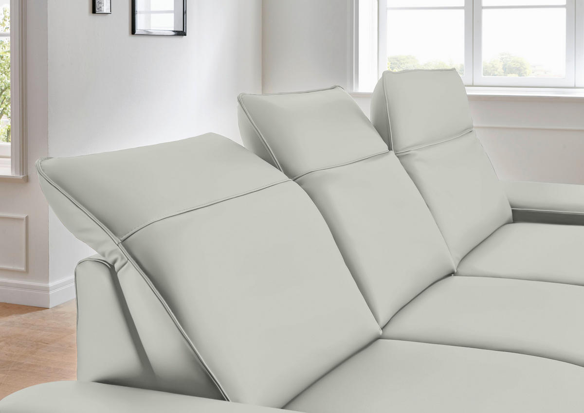 ECKSOFA in Echtleder Hellgrau  328/193 cm  - Hellgrau/Schwarz, Design, Leder/Metall (328/193cm) - Dieter Knoll