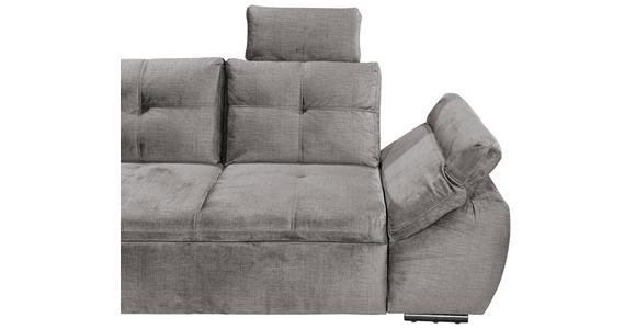 ECKSOFA  in Mikrovelours Hellgrau  - Hellgrau/Schwarz, KONVENTIONELL, Kunststoff/Textil (170/275cm) - Carryhome