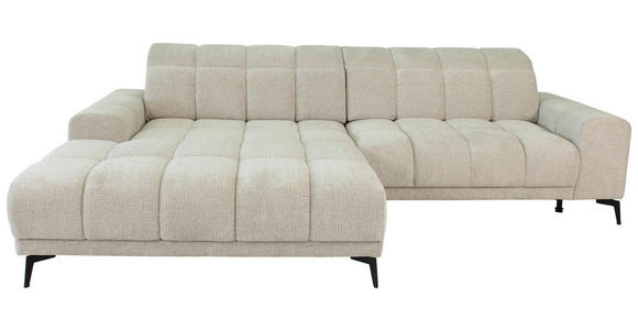 ECKSOFA inkl.Funktionen Naturfarben Chenille  - Schwarz/Naturfarben, MODERN, Textil/Metall (195/300cm) - Xora