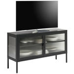 LOWBOARD mit Riffelglas Schwarz  - Schwarz, Trend, Glas/Metall (115/64/35cm) - Xora