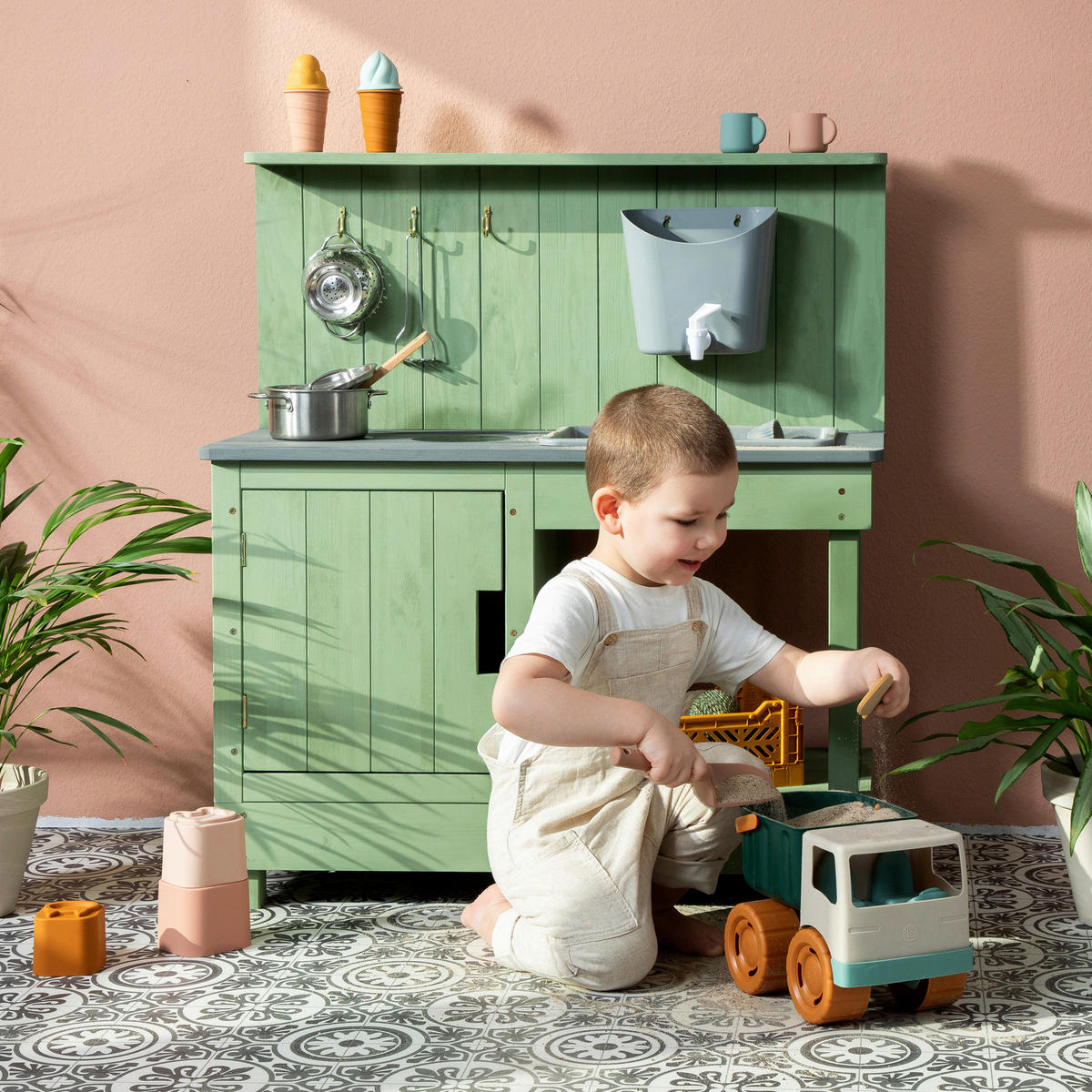 MATSCHKÜCHE Holz Jadegrün  - Jadegrün, Basics, Holz (80/40/90cm) - MUDDY BUDDY