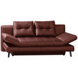 SCHLAFSOFA in Echtleder Bordeaux  - Bordeaux/Schwarz, Design, Leder/Metall (209/94/94cm) - Novel