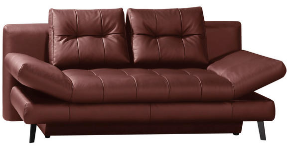 SCHLAFSOFA in Echtleder Bordeaux  - Bordeaux/Schwarz, Design, Leder/Metall (209/94/94cm) - Novel