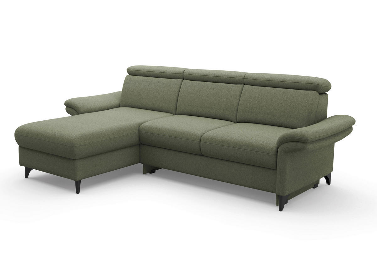 ECKSOFA Flachgewebe Olivgrün  - Schwarz/Olivgrün, Konventionell, Textil/Metall (166/253cm) - Sit & More