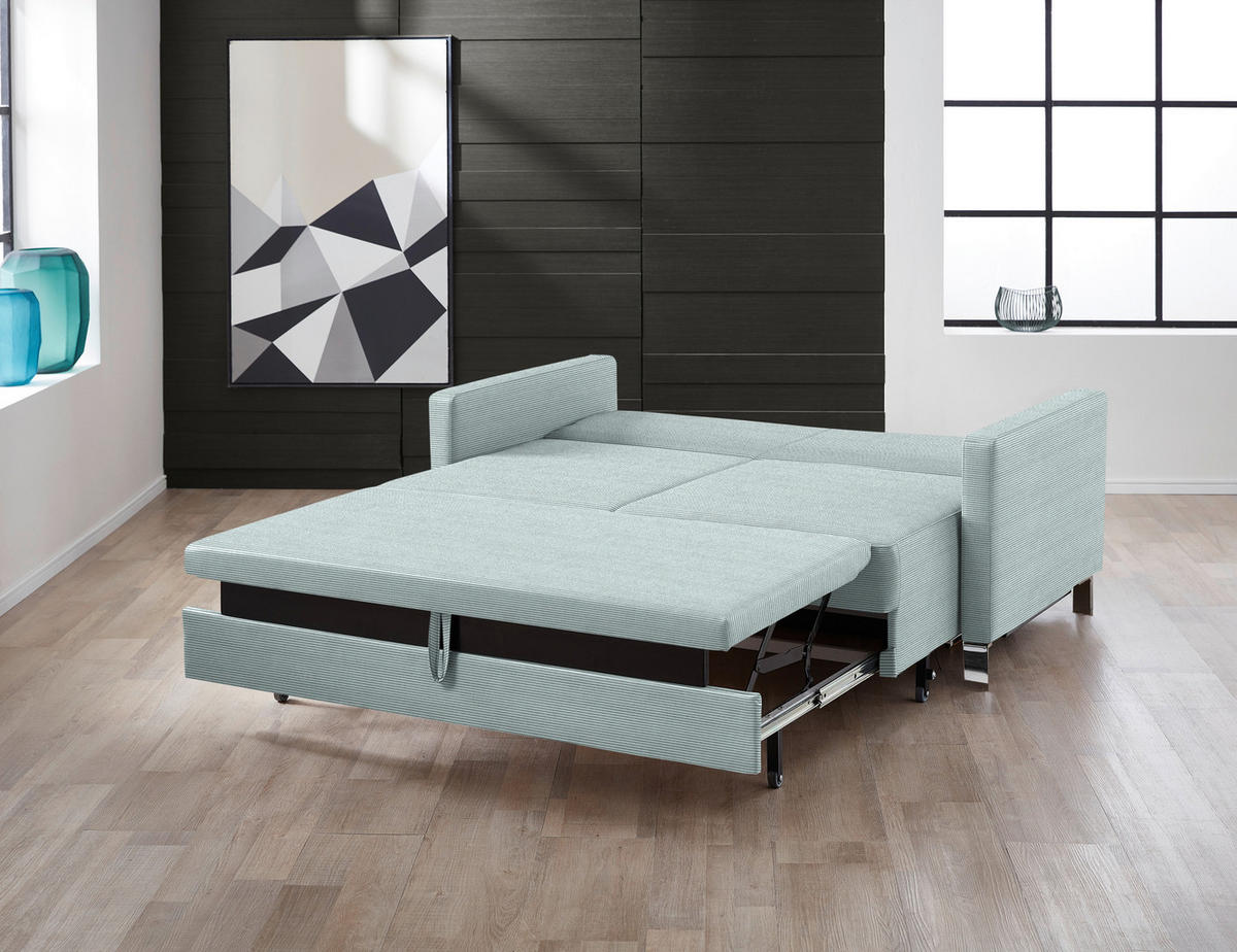 SCHLAFSOFA Feincord Mintgrün  - Chromfarben/Mintgrün, Design, Textil/Metall (140/90/95cm) - Bali