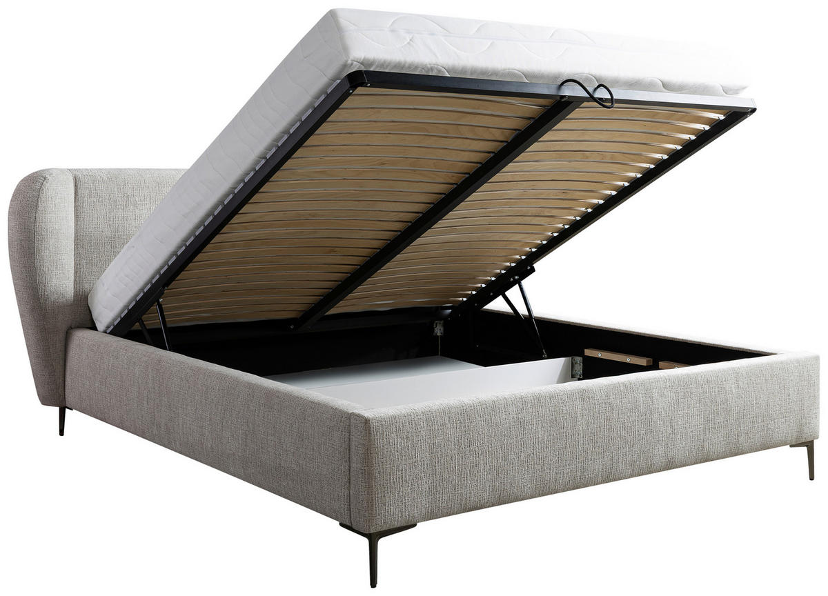 POLSTERBETT 180/200 cm  in Beige  - Beige/Schwarzchrom, Modern, Holz/Holzwerkstoff (180/200cm) - MID.YOU