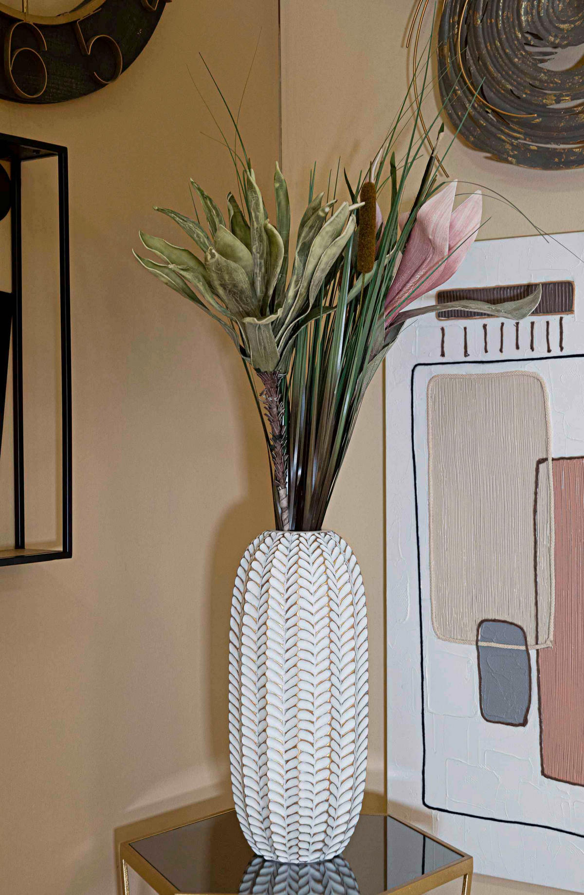 Vase Resina Leaf  - Goldfarben/Weiß, Basics, Kunststoff (18.5/46/18.5cm)