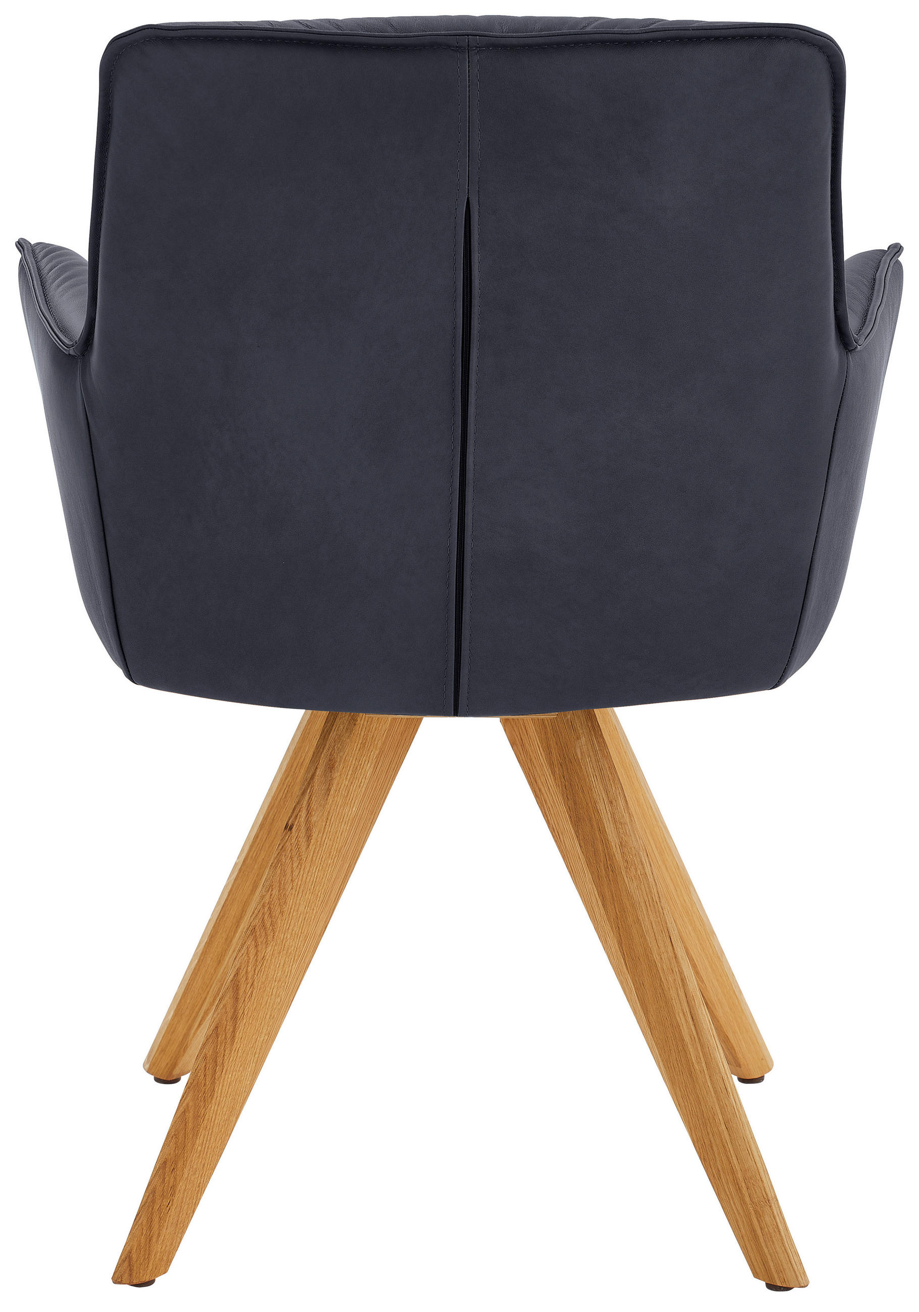 Thumbnail - Dieter Knoll Armlehnstuhl, Dunkelblau, Holz, Leder, Echtleder, Rindleder, Wildeiche, massiv, Stativgestell, 59x89x63 cm,...