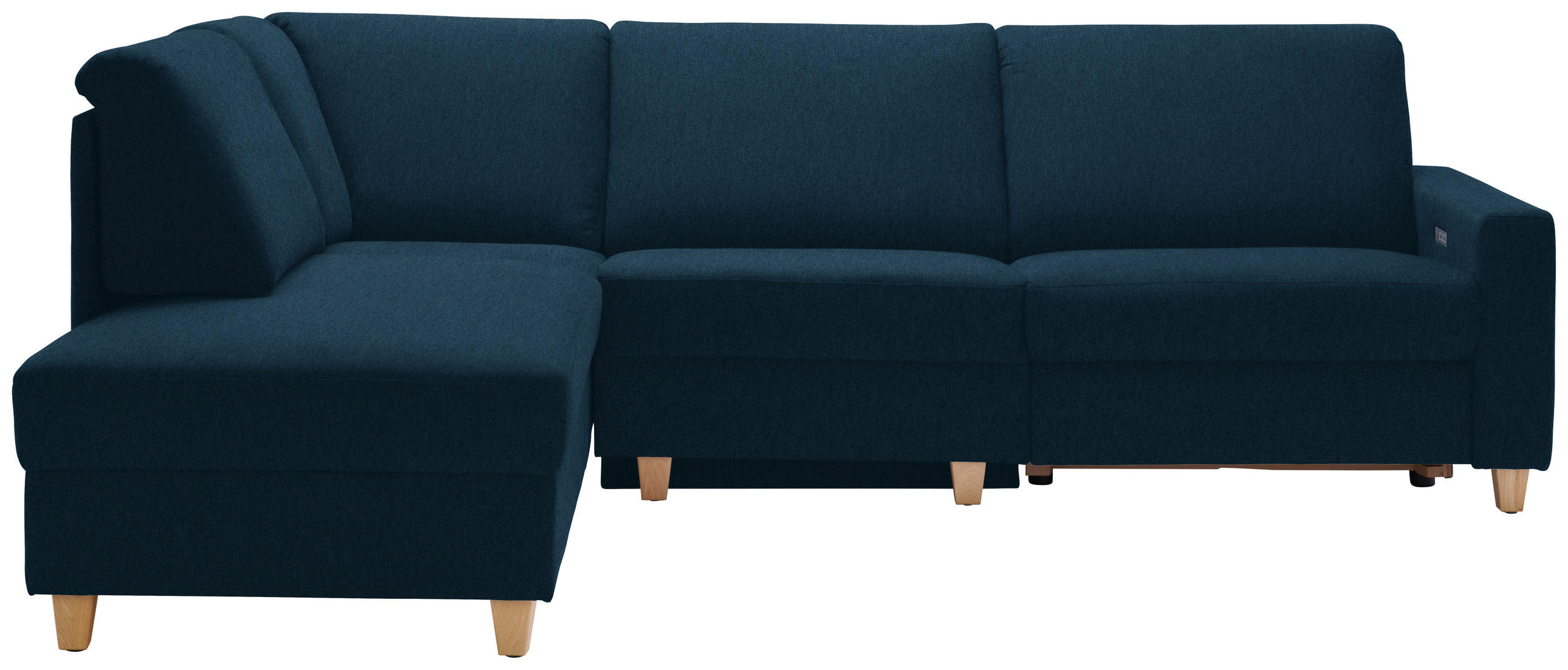 ECKSOFA in Flachgewebe Dunkelblau  203/261 cm  - Eichefarben/Dunkelblau, KONVENTIONELL, Holz/Textil (203/261cm) - Sedda