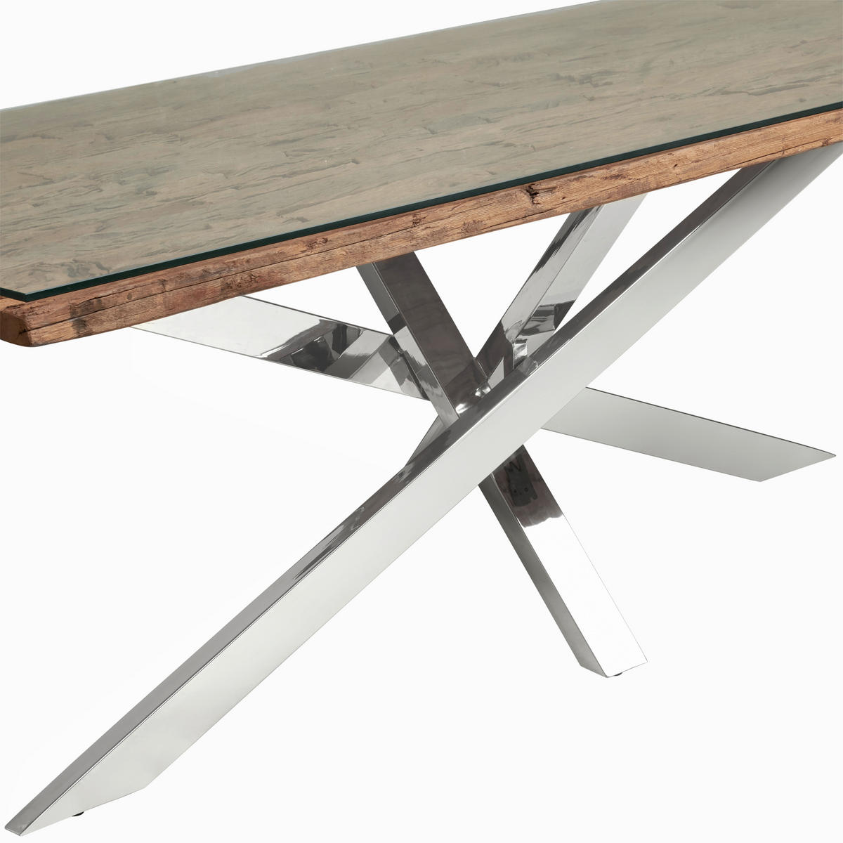 ESSTISCH in Holz, Metall, Glas 220/100/76 cm   - Naturfarben, Lifestyle, Glas/Holz (220/100/76cm) - Livetastic