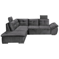 ECKSOFA Grau Mikrovelours  - Schwarz/Grau, KONVENTIONELL, Kunststoff/Textil (217/265cm) - Carryhome