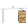 SCHREIBTISCH 140/44-60/76 cm  in Weiß, Eichefarben  - Eichefarben/Weiß, Design, Holzwerkstoff/Metall (140/44-60/76cm) - Xora