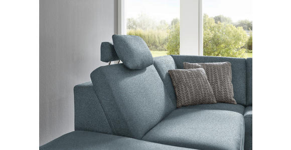 ECKSOFA in Mikrofaser Blau 242/275 cm - Blau/Alufarben, Design, Textil/Metall (242/275cm) - Dieter Knoll