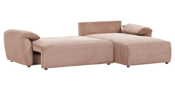 ECKSOFA Altrosa Cord  - Schwarz/Altrosa, KONVENTIONELL, Kunststoff/Textil (266/180cm) - Carryhome