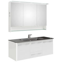 BADEZIMMER  in 132 cm  - Chromfarben/Weiß Hochglanz, Design, Glas/Holzwerkstoff (132cm) - Leonardo Living