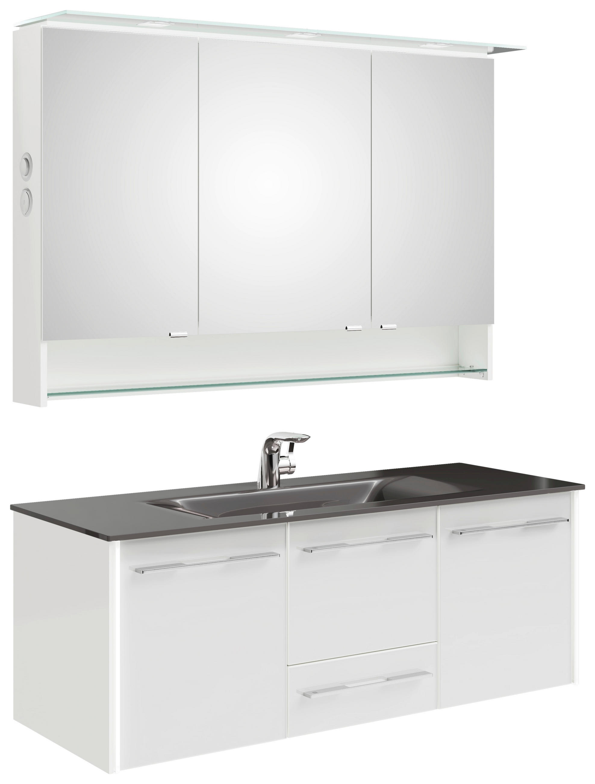 BADRUM 132 cm gr&aring;, vit h&ouml;gglans /132 cm
