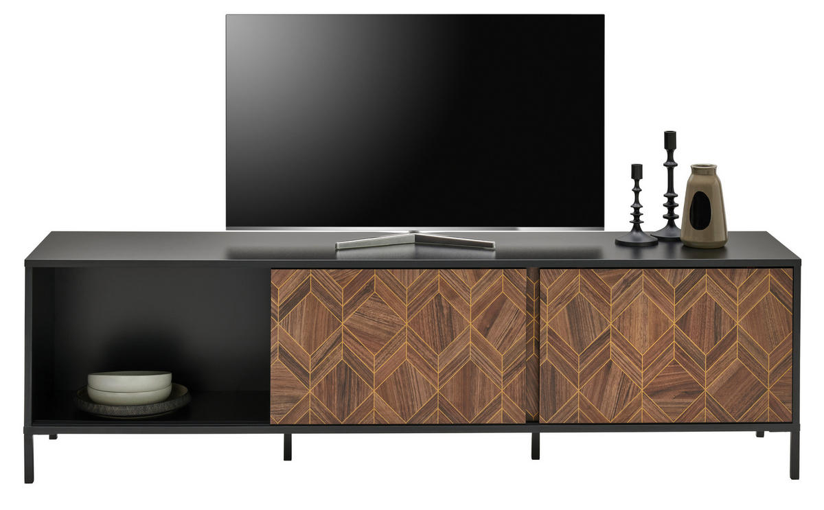 LOWBOARD  in 187,8/54/42 cm  - Goldfarben/Schwarz, Trend, Holzwerkstoff/Metall (187,8/54/42cm) - Hom`in