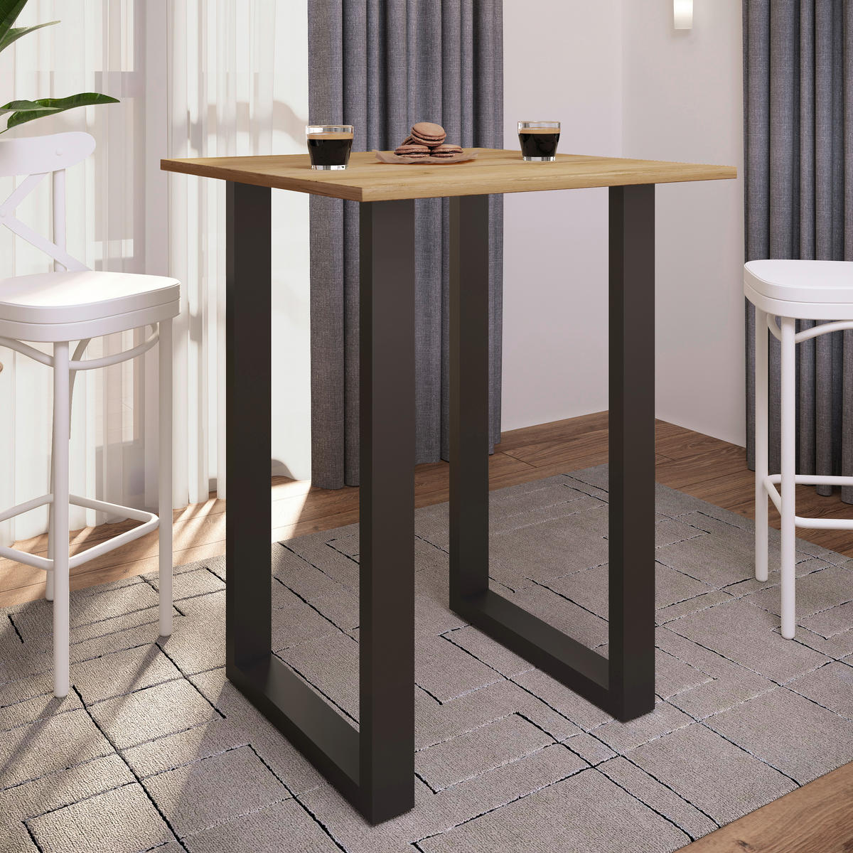 BARBORD i metall, trämaterial  80/50/102 cm  - honungsek/svart, Klassisk, metall/trämaterial (80/50/102cm)