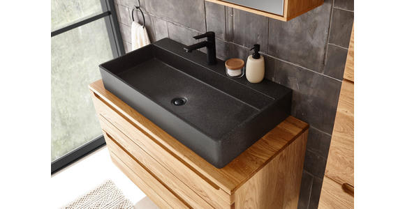 WASCHBECKEN 42/13/42 cm  - Schwarz, Basics, Stein (42/13/42cm) - Linea Natura