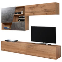 REGAL ZA DNEVNI BORAVAK boja hrasta, tamnosiva   - tamnosiva/siva, Moderno, pločasti materijal/plastika (240/170/40cm) - Xora