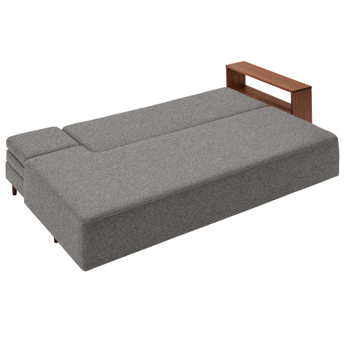 SCHLAFSOFA in Textil Grau  - Nussbaumfarben/Grau, Natur, Holz/Textil (228/90/100cm) - Joka
