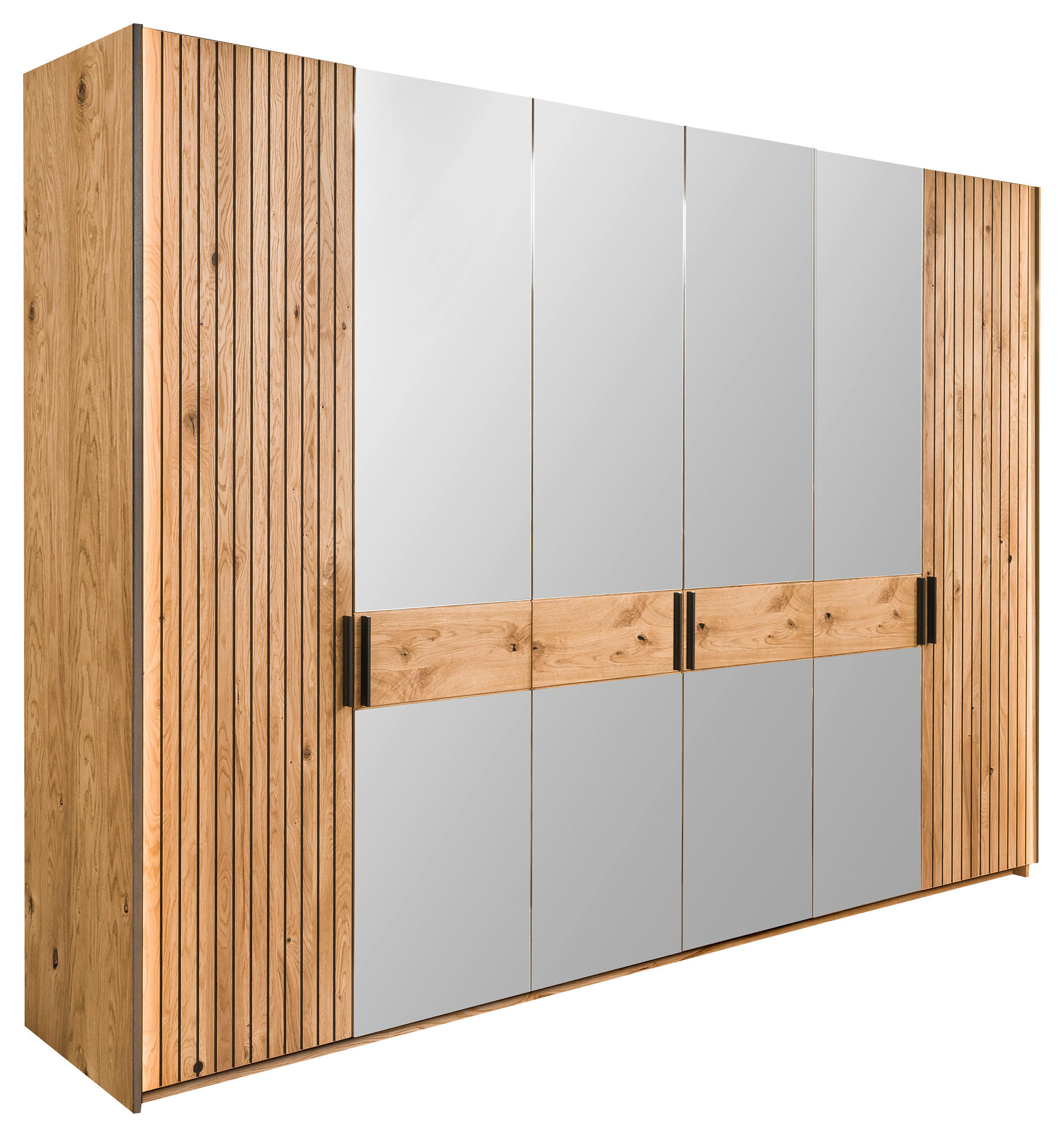 DREHTÜRENSCHRANK  in Eichefarben  - Eichefarben/Schwarz, LIFESTYLE, Glas/Holz (296/214/61cm) - Linea Natura