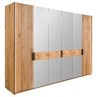 DREHTÜRENSCHRANK 296/214/61 cm 6-türig Eichefarben  - Eichefarben/Schwarz, LIFESTYLE, Glas/Holz (296/214/61cm) - Linea Natura